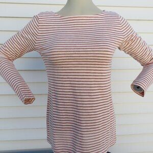 J. Crew Artist Long Sleeve Tee Shirt Striped Metallic Rose Gold